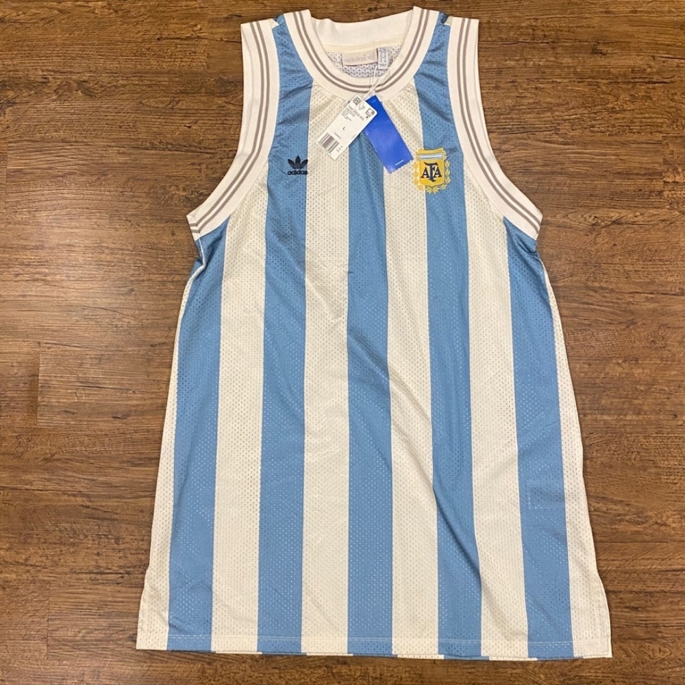 Adidas orginals brand new never worn Argentina striped Mesh Tank Dress sz S
